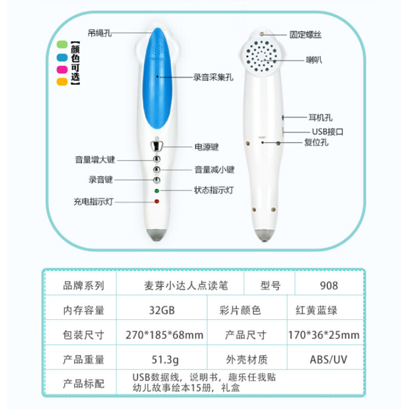 小達(dá)人智能早教點(diǎn)讀筆32G內(nèi)存藍(lán)色 兒童益智玩具英語(yǔ)學(xué)習(xí)機(jī)早教機(jī)故事機(jī)點(diǎn)讀機(jī)禮品