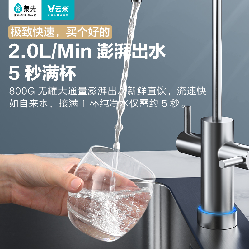 云米（VIOMI）澎湃净水器800G大通量净水器家用饮水机纯水机无桶净水机超薄过滤器MR872-A