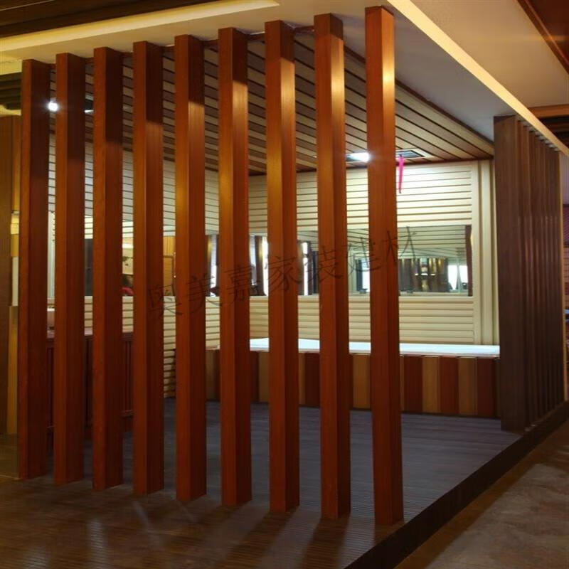 定制生态木方通吊顶材料绿可木pvc方管生态木隔断玄关立柱假梁背景墙