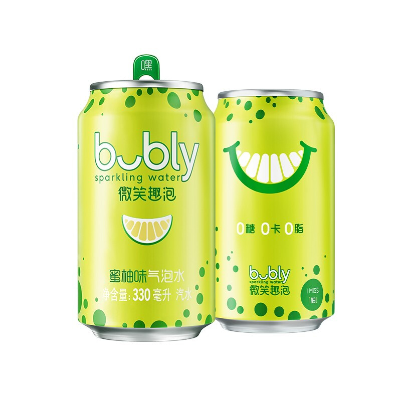 bubly微笑趣泡蜜柚味氣泡水汽水 無糖 0糖0卡0脂 330ml*12罐整箱 百事出品