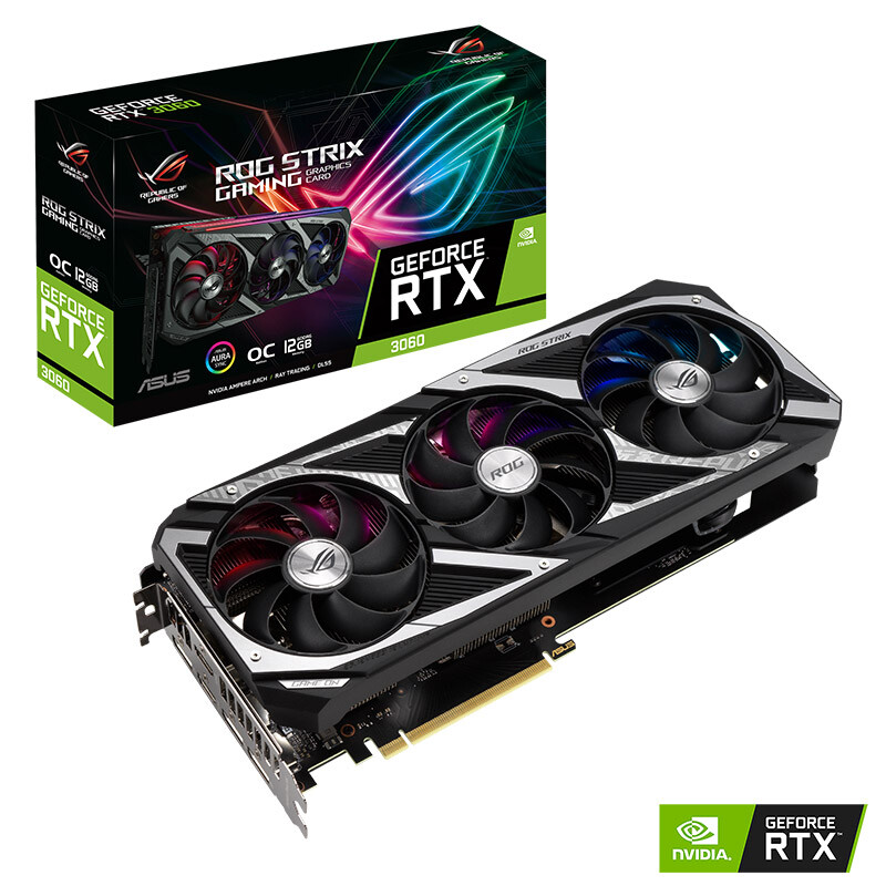 华硕 ASUS ROG-STRIX-RTX3060-O12G-V2-GAMING 电竞游戏专业独立显卡