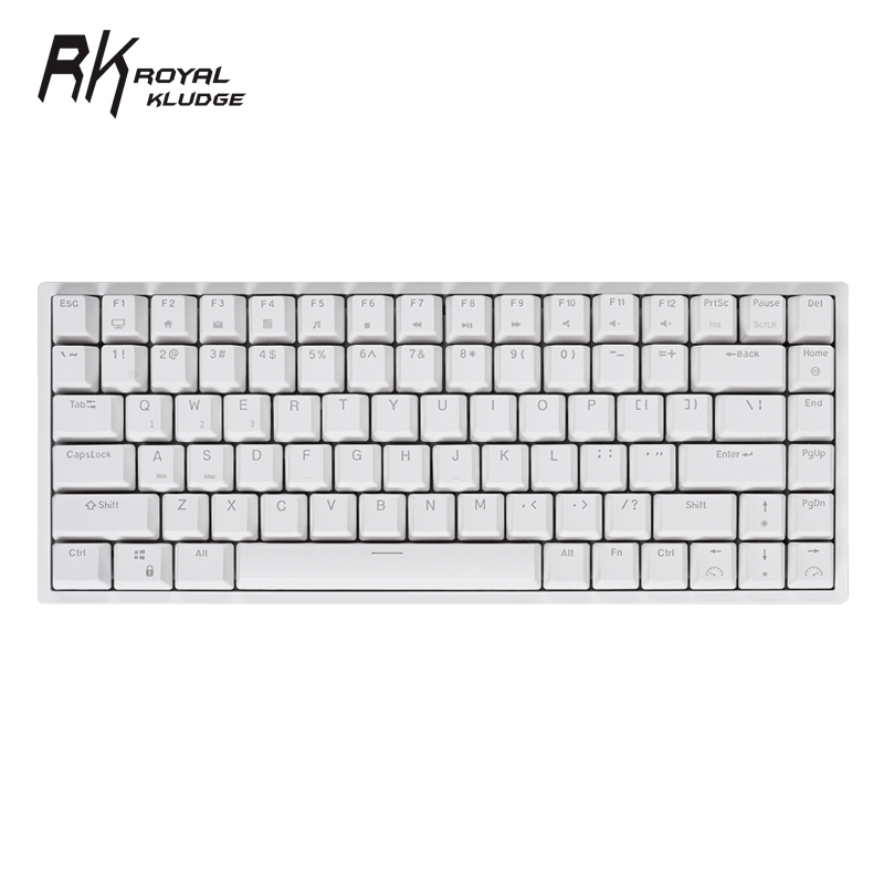 RK84（857）机械键盘 有线 蓝牙 无线2.4G三模办公键盘 全键热插拔 笔记本 电脑 平板键盘 白色背光 白色红轴