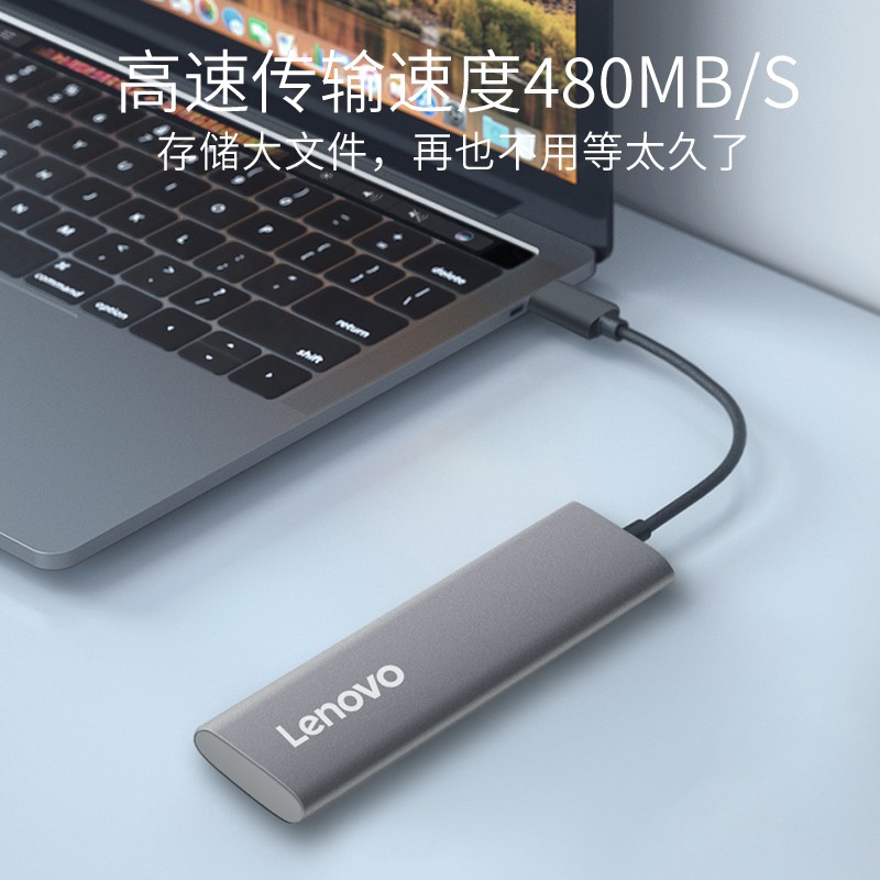 联想（lenovo） SSD固态硬盘USB3.1高速存储台式机笔记本外接移动硬盘固态便携1T512G 金属银1TB