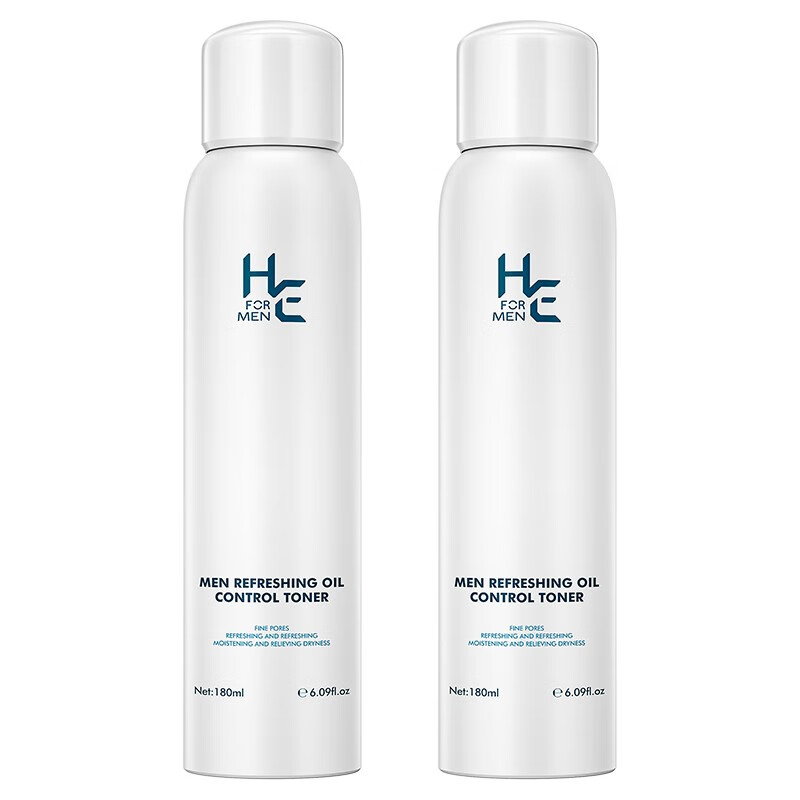 赫恩（H&E）男士清爽控油补水喷雾180ml*2瓶（男女通用 补水保湿 收敛毛孔 爽肤水男）