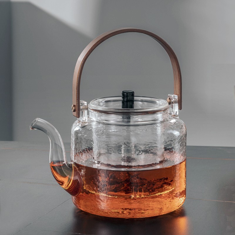 忆壶茶 YIHUTEA 煮茶器玻璃泡茶壶蒸茶具耐高温烧水壶可电陶炉加热红茶普洱带过滤提梁壶1100ml