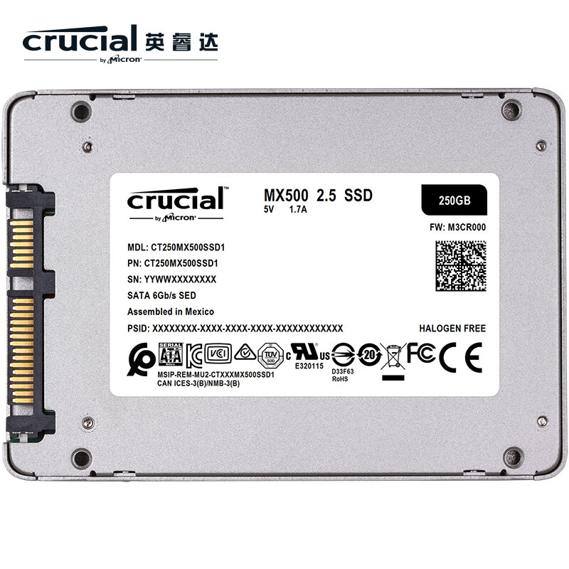 英睿达（Crucial）250G SSD固态硬盘 SATA3.0接口 MX500系列 高速读写 美光原厂出品