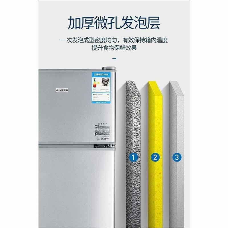 夏新冰箱小冰箱 雙門迷你小型電冰箱 家用租房冷藏冷凍節(jié)能電冰箱 【68升-一級能效-閃亮銀】