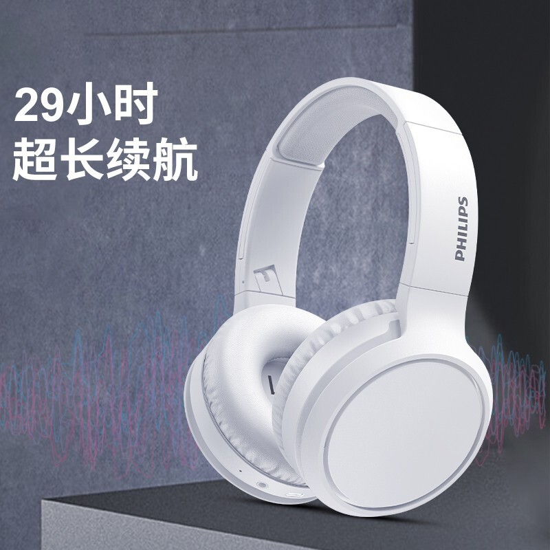 飞利浦（PHILIPS）H5205白 无线蓝牙耳机 头戴式耳机 通话降噪耳麦 游戏hifi音乐运动 手机通用