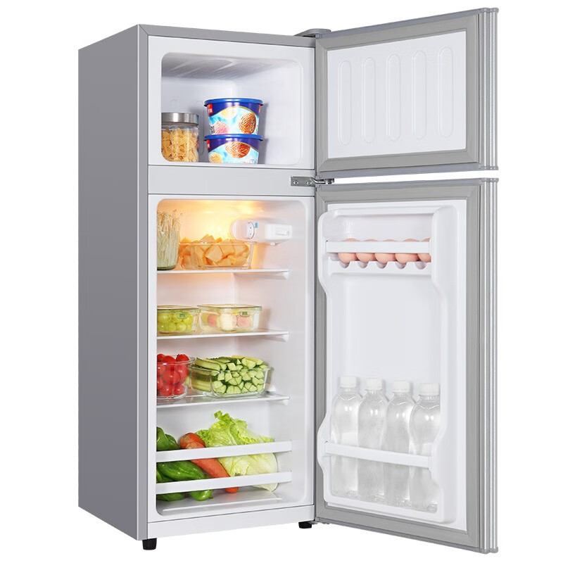 志高（CHIGO）双门小冰箱 小型迷你家用宿舍电冰箱冷藏冷冻节能 BCD-66A148拉丝银