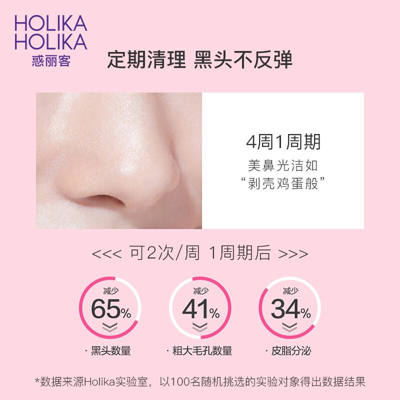 惑丽客（Holika）去黑头猪鼻贴 五片装（祛黑头三部曲 去粉刺鼻膜 细致毛孔 男女士套装）韩国原装进口