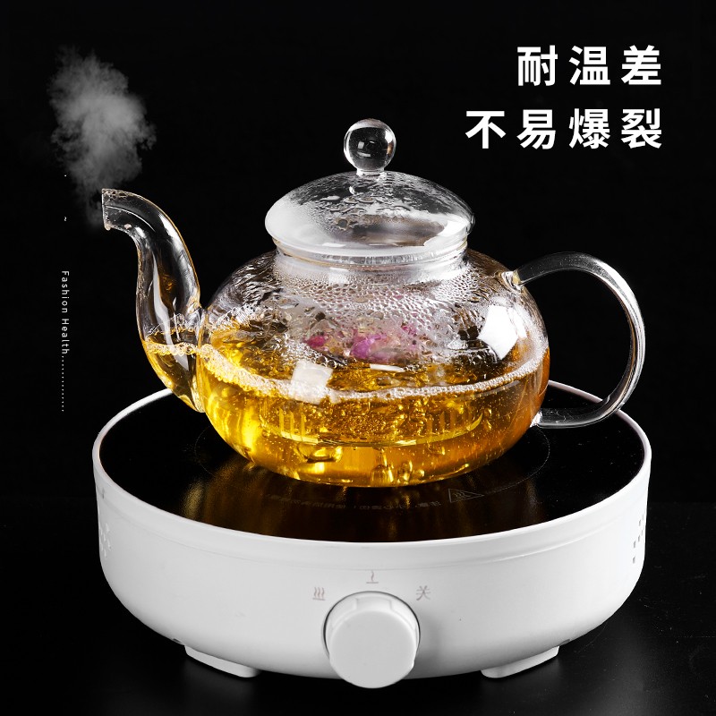 茶适 玻璃茶壶 泡茶壶花茶壶 加厚耐热玻璃煮茶壶 耐高温凉水壶茶水壶杯子 单壶600mlC5333