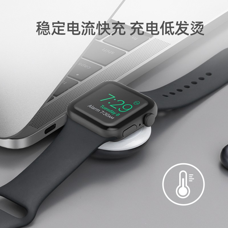 Anker安克 苹果手表无线充电器MFi充电线USB-C 适用Apple Watch SE/iwatch1/2/3/4/5/6代 无线版直插式Type-C