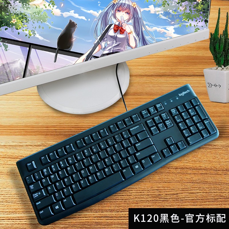 罗技K120有线键盘USB接口电脑笔记本专用办公商务家用机械手感官方旗舰luoji薄膜键盘防溅撒 K120