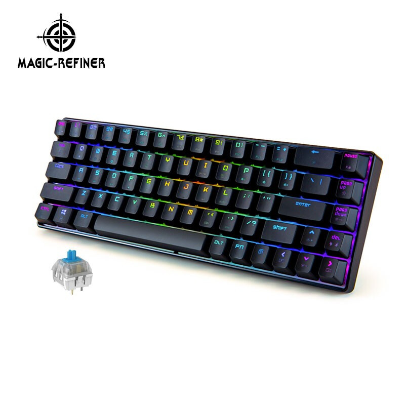 魔炼者MK14 68键迷你便携式 RGB宏定义键盘 机械键盘 游戏键盘 吃鸡键盘 背光键盘 电脑键盘 笔记本键盘