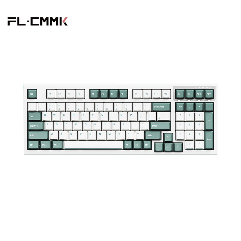 腹灵FL980 98键单模 有线蓝牙2.4g三模无线键盘机械RGB热插拔电竞游戏电脑手机平板机械键盘 三模无线版-全键可换轴-水绿 ROSA 凯华稀有轴