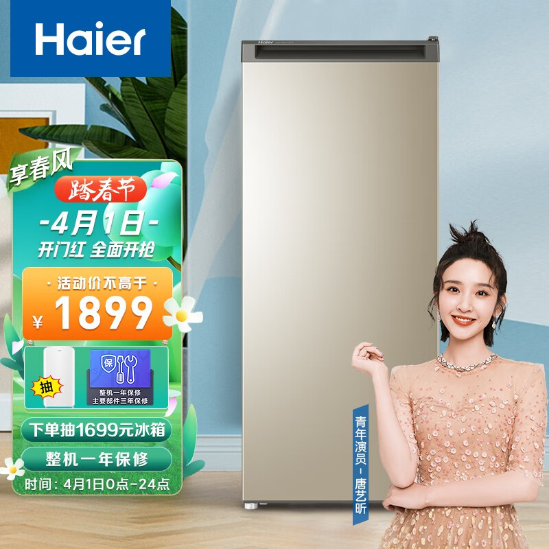 海尔（Haier）193升匀冷家用立式冰柜 母乳冷冻柜抽屉式冷柜小型冰箱BD-193MDT 