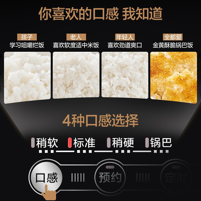 蘇泊爾（SUPOR）電飯煲電飯鍋4L大容量 家用智能預(yù)約多功能電飯煲 銅晶不粘內(nèi)膽2-6人微壓燜香 炫彩拉絲金屬煲體 SF40FC743