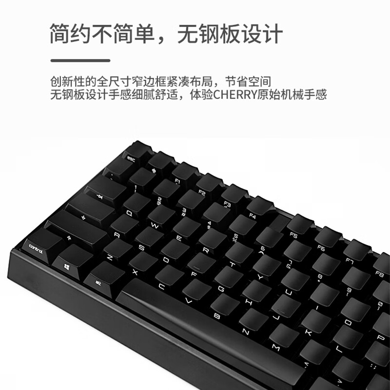 樱桃（Cherry）MX3.0S G80-3870LYAEU-2 机械键盘 有线键盘 全尺寸游戏键盘 无钢板侧刻 黑色 红轴