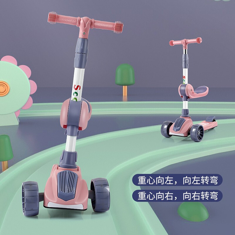 【配護(hù)具6件套】滑板車兒童滑滑車可坐嬰幼兒三合一寶寶童車1歲半到2-3歲小孩踏板車防側(cè)翻男孩女孩玩具 魔芋粉【加寬悍馬輪+護(hù)具+音樂(lè)+燈光】 【防側(cè)翻可折疊座椅】圣誕節(jié)春節(jié)新年周歲生日禮物