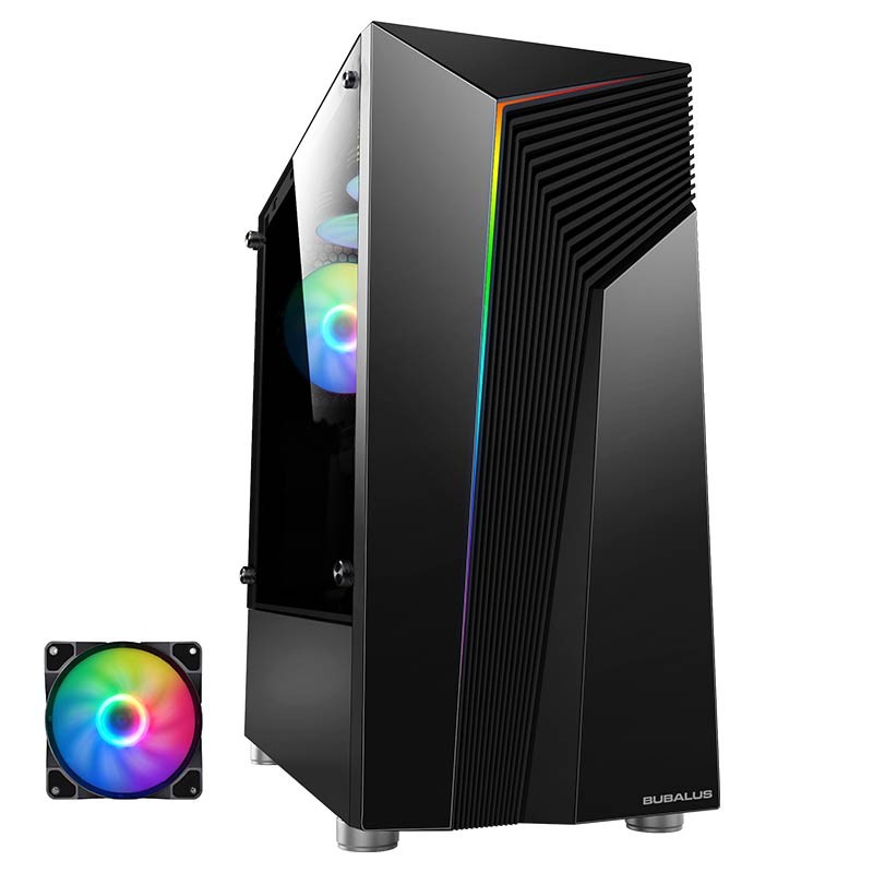 大水牛（BUBALUS）守护者V1 RGB灯控台式电脑主机机箱(配RGB风扇/玻璃侧透/支持360水冷/支持ATX主板/U3)