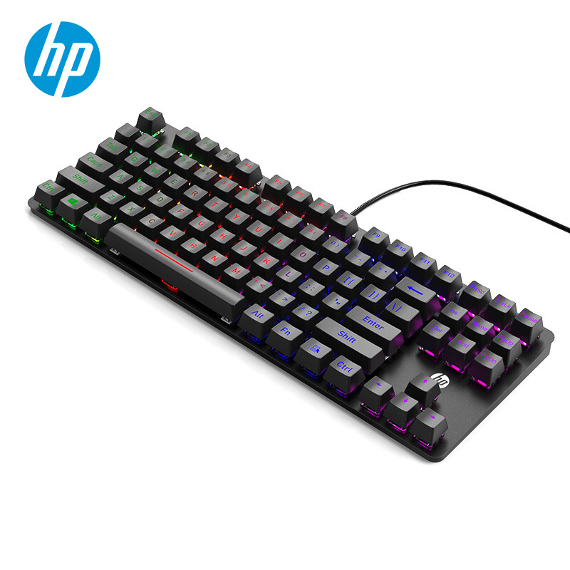 惠普（HP）K10GL有线USB机械键盘 87键TKL办公通用 混光背光吃鸡电竞机械键盘 混光茶轴