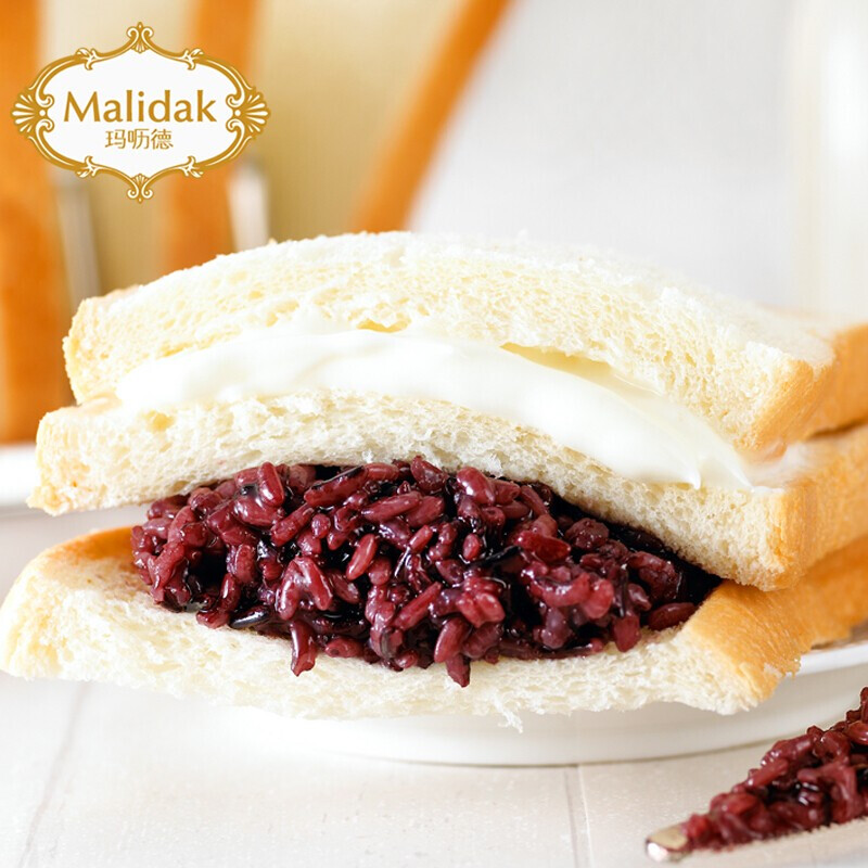 玛呖德 Malidak 紫米面包770g夹心奶酪三明治切片吐司健康营养早餐软面包新鲜发货
