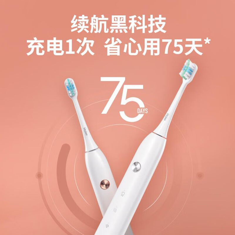 海爾（Haier） 電動(dòng)牙刷成人自營(yíng)三檔模式聲波振動(dòng)全自動(dòng)牙刷72小時(shí)續(xù)航軟毛刷頭HTQ1-3136