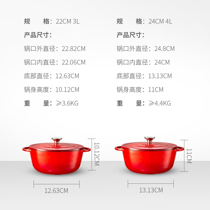 京東京造 琺瑯鍋 鑄鐵搪瓷湯鍋 燉煮鍋 石榴紅 22cm