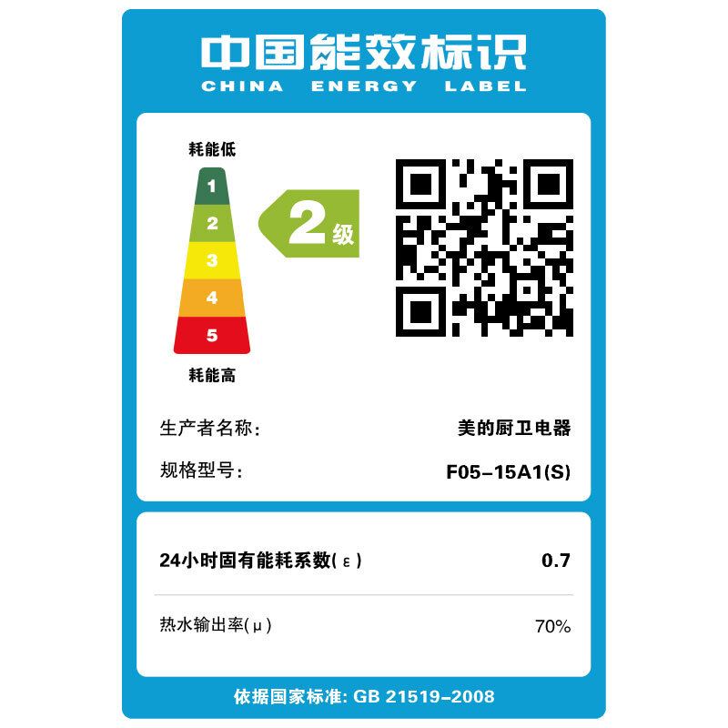 美的（Midea）5升迷你上出水电热水器小厨宝 蓝钻内胆安全防护 小尺寸1650W速热 F05-15A1（S）