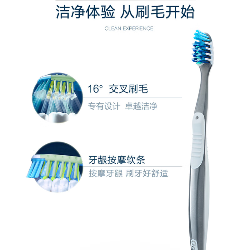 歐樂B(OralB)牙齦專護(hù)精準(zhǔn)多角度軟毛牙刷雙支裝（歐美設(shè)計，新老包裝、顏色隨機(jī)發(fā)貨)