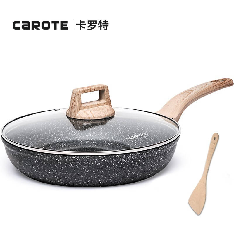 卡罗特28cm麦饭石平底锅不粘锅煎锅牛排锅煎蛋锅煎饼锅电磁炉通用