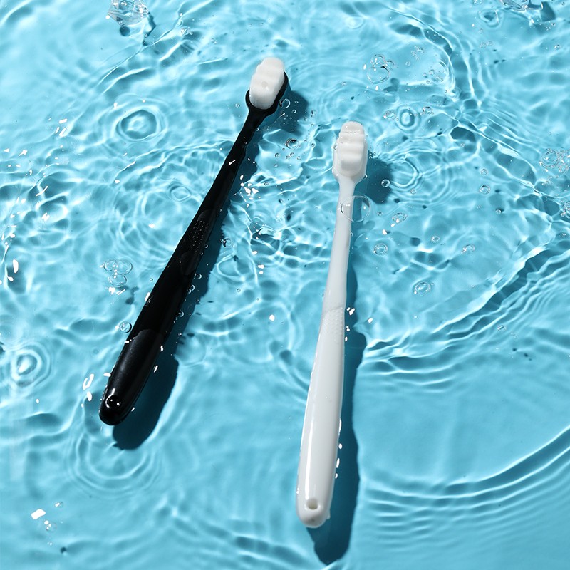 RAOYI 日式超软万毛牙刷 双重植毛清洁牙缝清洁 护龈月子孕妇牙刷黑白2支