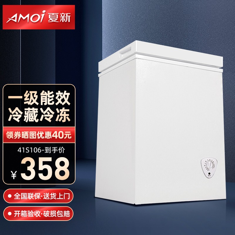 夏新（Amoi）冰柜小型冷柜家用冷藏冷冻商用小冰箱 冷藏冻转换冷柜 节能环保冰柜 【一级节能 变温冷柜】41S106