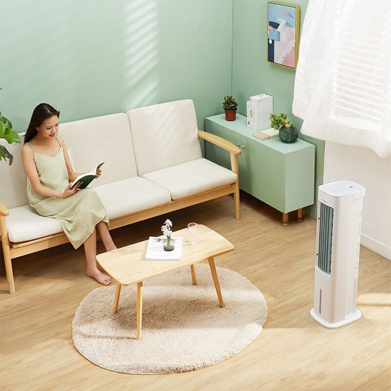 美的（Midea）空调扇冷风扇遥控冷风机家用水冷塔扇冷气扇水空调移动小空调单移动加湿冷风机 AAD10CR(白绿色)