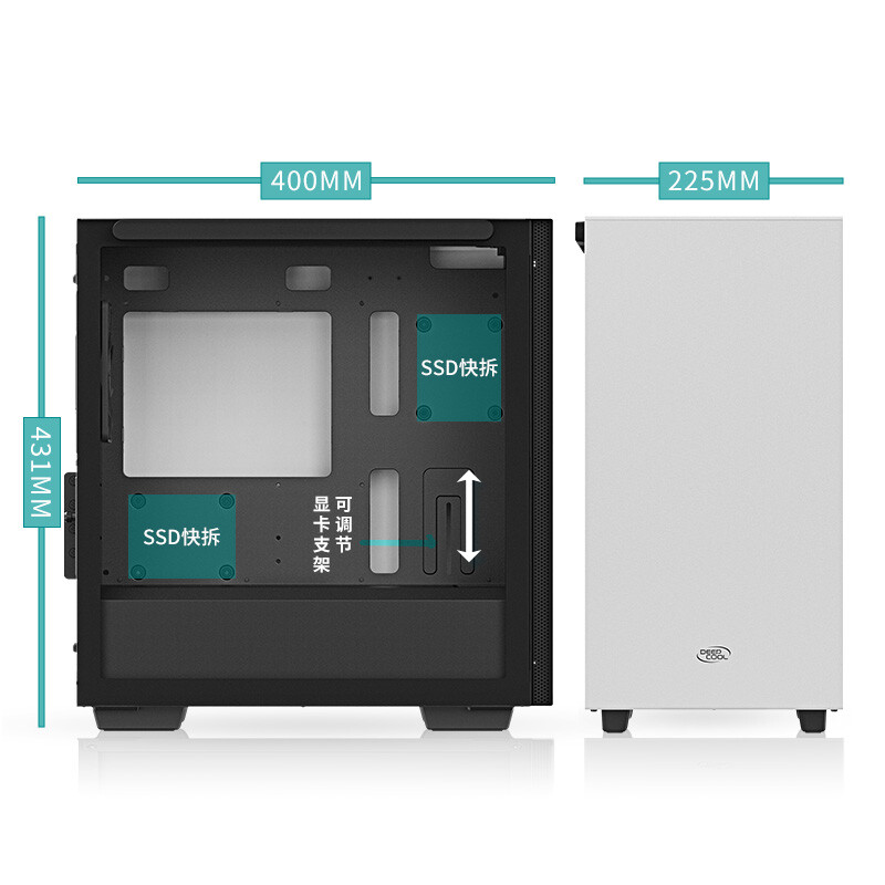 九州风神（DEEPCOOL） 魔方110磁吸式电脑机箱 白色款（水冷机箱/磁吸侧板/内置显卡支架）