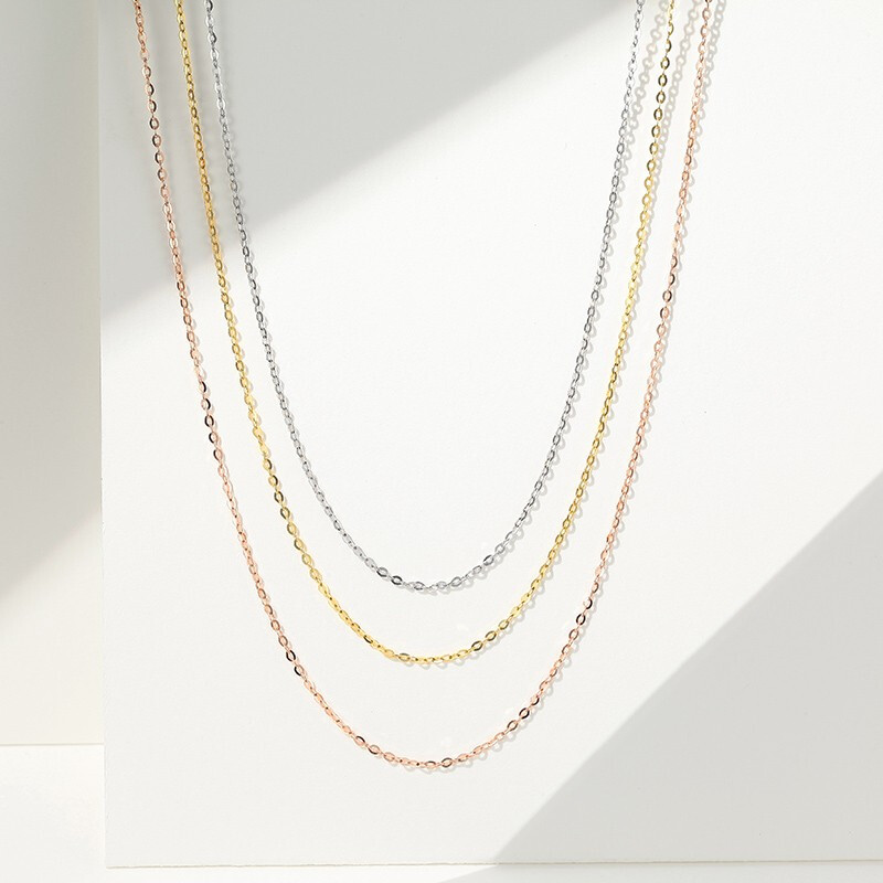 入手潮宏基 百搭18k金项链女士玫瑰金彩金素链多环扣可调节o优缺点