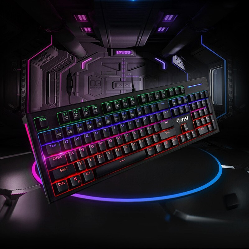 微星（MSI）GK50Z 机械键盘 RGB光效 有线 游戏电竞办公键盘 104键 吃鸡键盘 GK50Z 电竞机械键盘【黑色-黑轴】