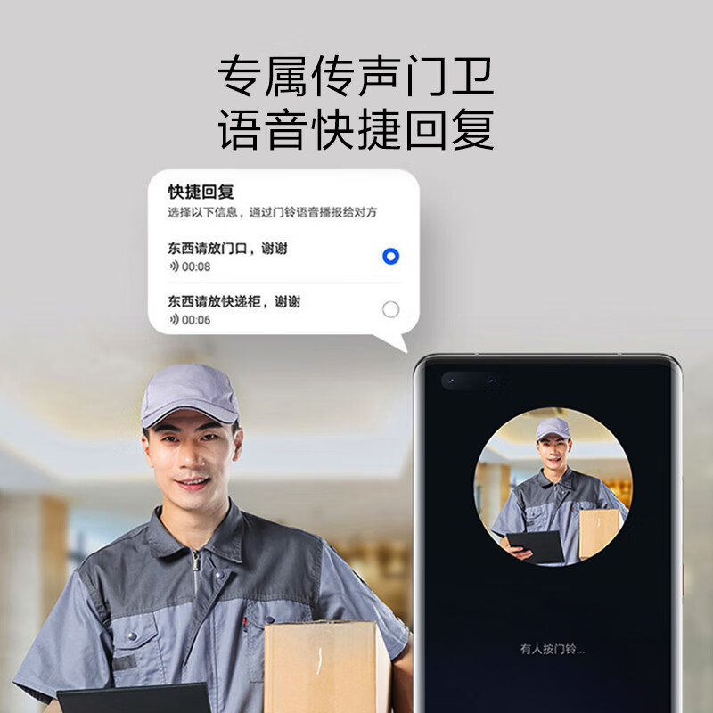 華為智選 海雀可視智能門鈴pro電子貓眼監(jiān)控?cái)z像頭無線wifi超清夜視家用攝像訪客識別視頻通話陶瓷白