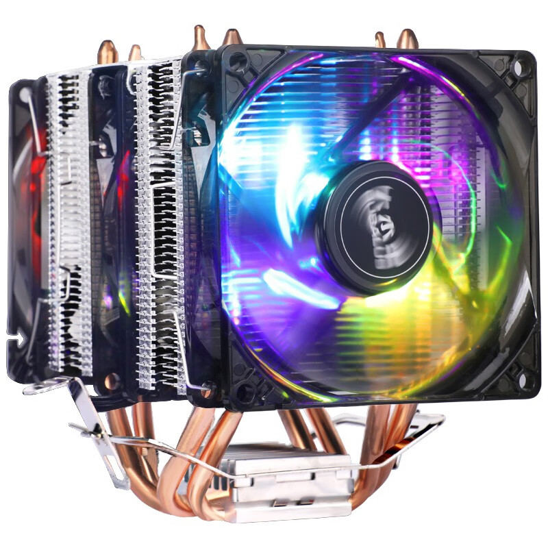 大水牛（BUBALUS）T8 CPU风冷散热器 （支持Intel/AM4/支持多平台/4铜导热管/3LED风扇/智能温控）