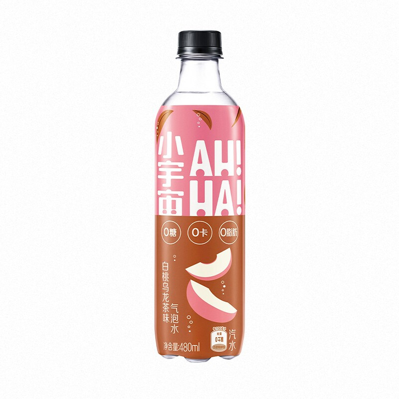 小宇宙AH—HA 0糖0卡0脂 白桃烏龍茶味 氣泡水汽水飲料AHHA 480ml*12瓶 整箱 可口可樂出品 新老包裝隨機(jī)發(fā)貨