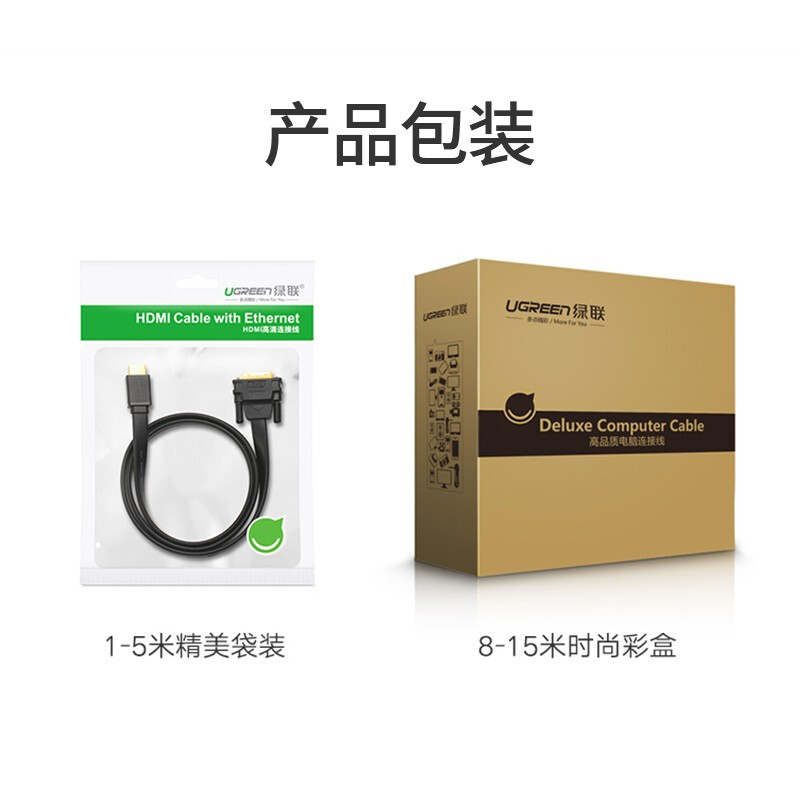 綠聯 HDMI轉DVI轉換線 DVI轉HDMI 4K60Hz高清線 雙向互轉視頻線 筆記本電腦顯卡機頂盒投影儀顯示器連接線1米