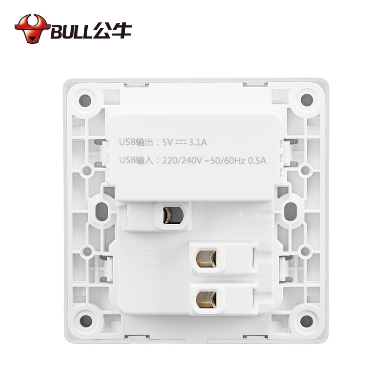 公牛(BULL) 开关插座 G36系列 五孔带USB/Type-C接口 86型面板G36E537 白色 暗装 国民家居小白框开关插座