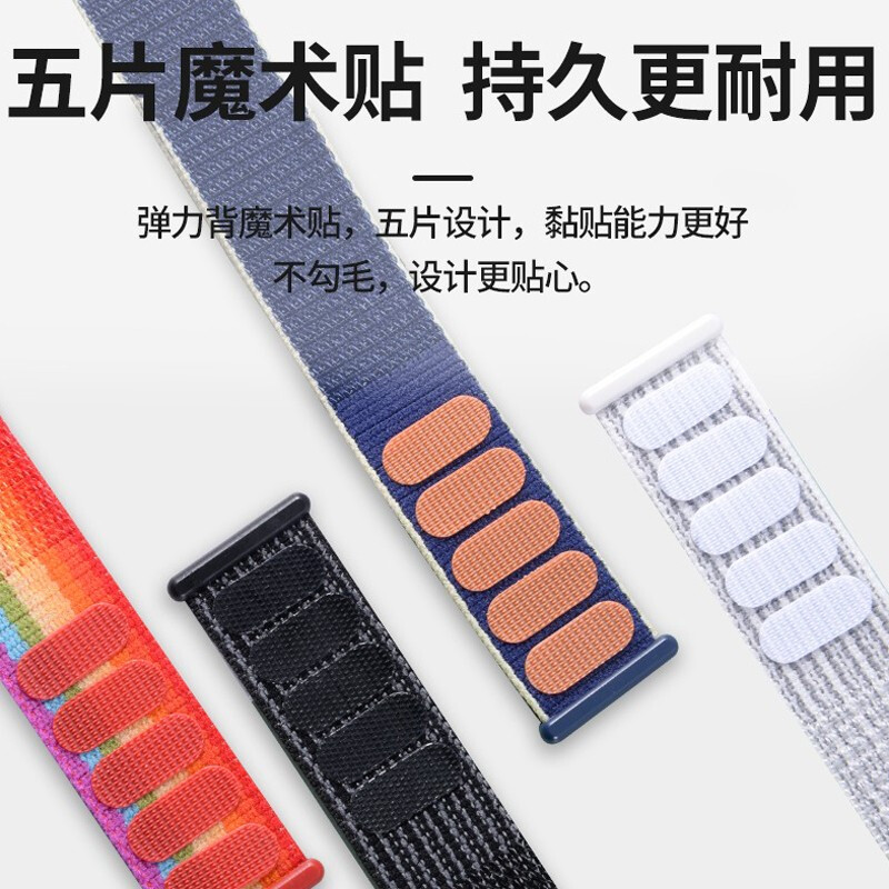 適用apple watch蘋果手表表帶尼龍iwatch6/SE/4/5/3/2/1代回環(huán)運動尼龍表帶 2021新款-深海軍藍 42mm/44mm