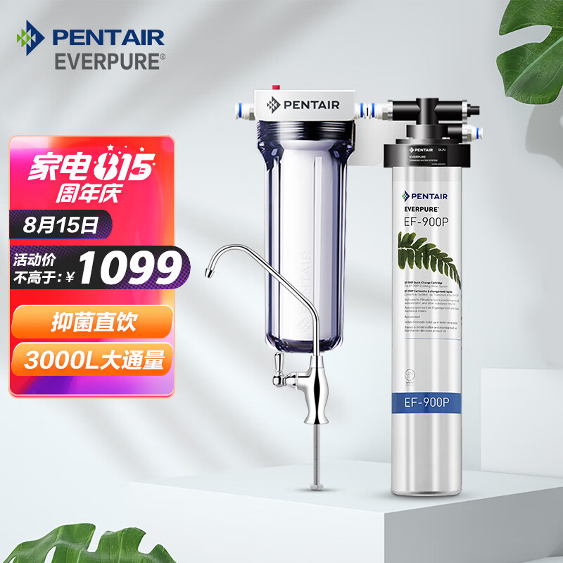 愛(ài)惠浦（Everpure） 凈水器家用 大流量0廢水 3000L直飲凈水機(jī) EF-900P升級(jí)版