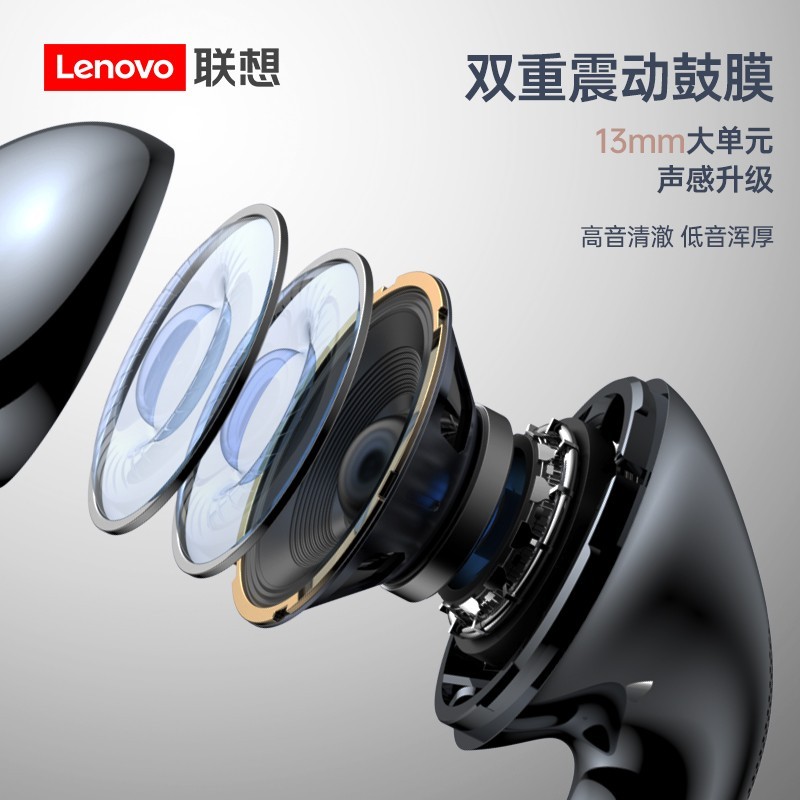 联想（Lenovo） lp40蓝牙耳机华为通用真无线入耳式隐形运动音乐降噪适用于华为苹果小米oppo 【顶配版】钢琴黑|无感佩戴|续航5小时|高清通话