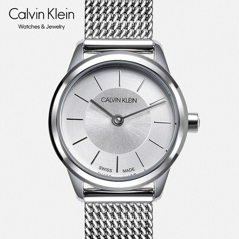 CK卡文克莱（Calvin Klein）Minimal 简约系列手表 米兰编织钢带石英腕表情侣表女表 K3M23126