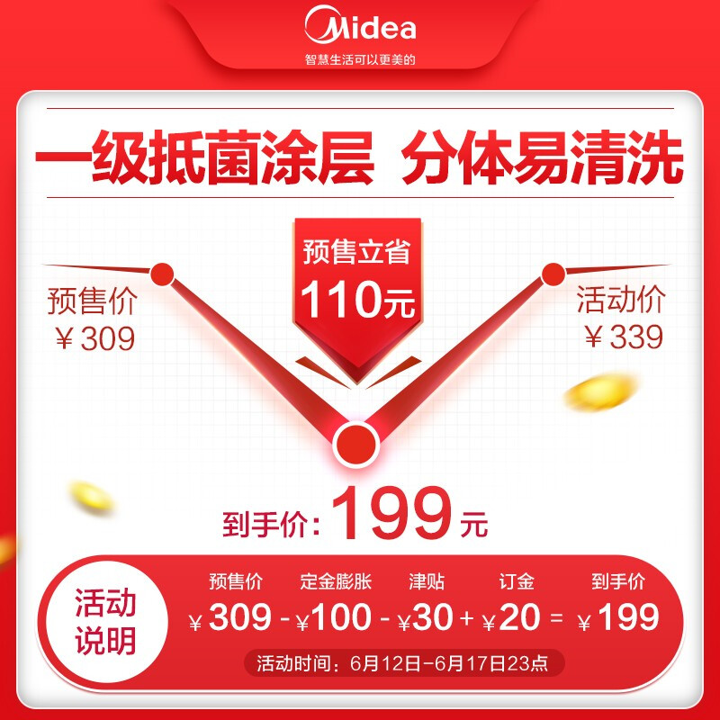 美的（Midea）SOFDERN设计师系列4.5L多用途锅多功能电火锅不粘分体智能防干烧家用电煮炒烤一体锅DY28P401