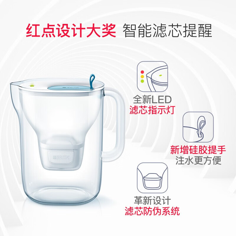 【德国新升级三代套装】碧然德（BRITA）过滤净水器家用滤水壶净水壶3.5升配滤芯 Style设计师系列 1壶7芯（蓝色）