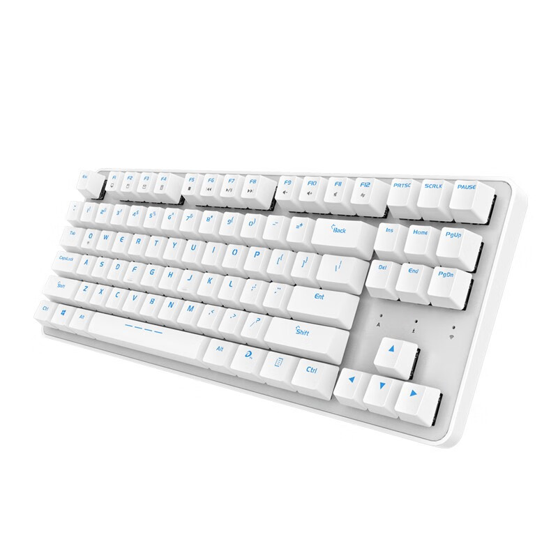 达尔优（dareu）EK807无线键盘 机械键盘 办公键盘 游戏键盘 长续航 2.4G 87键 白色 红轴