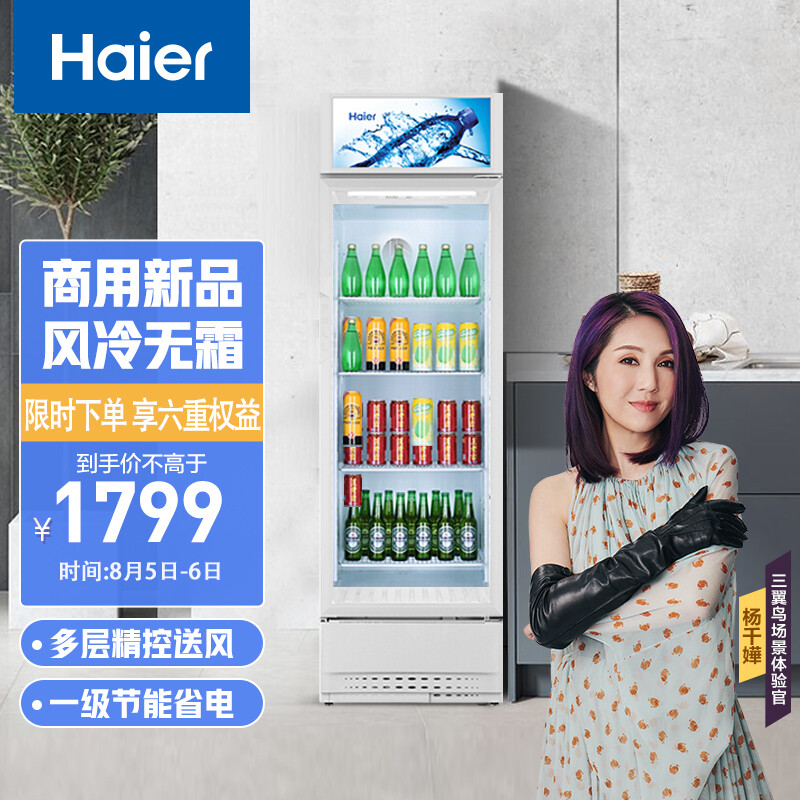 海尔 Haier 215升风冷无霜多层精控送风展示柜冰柜 商用冷藏饮料冷柜 SC-228DS